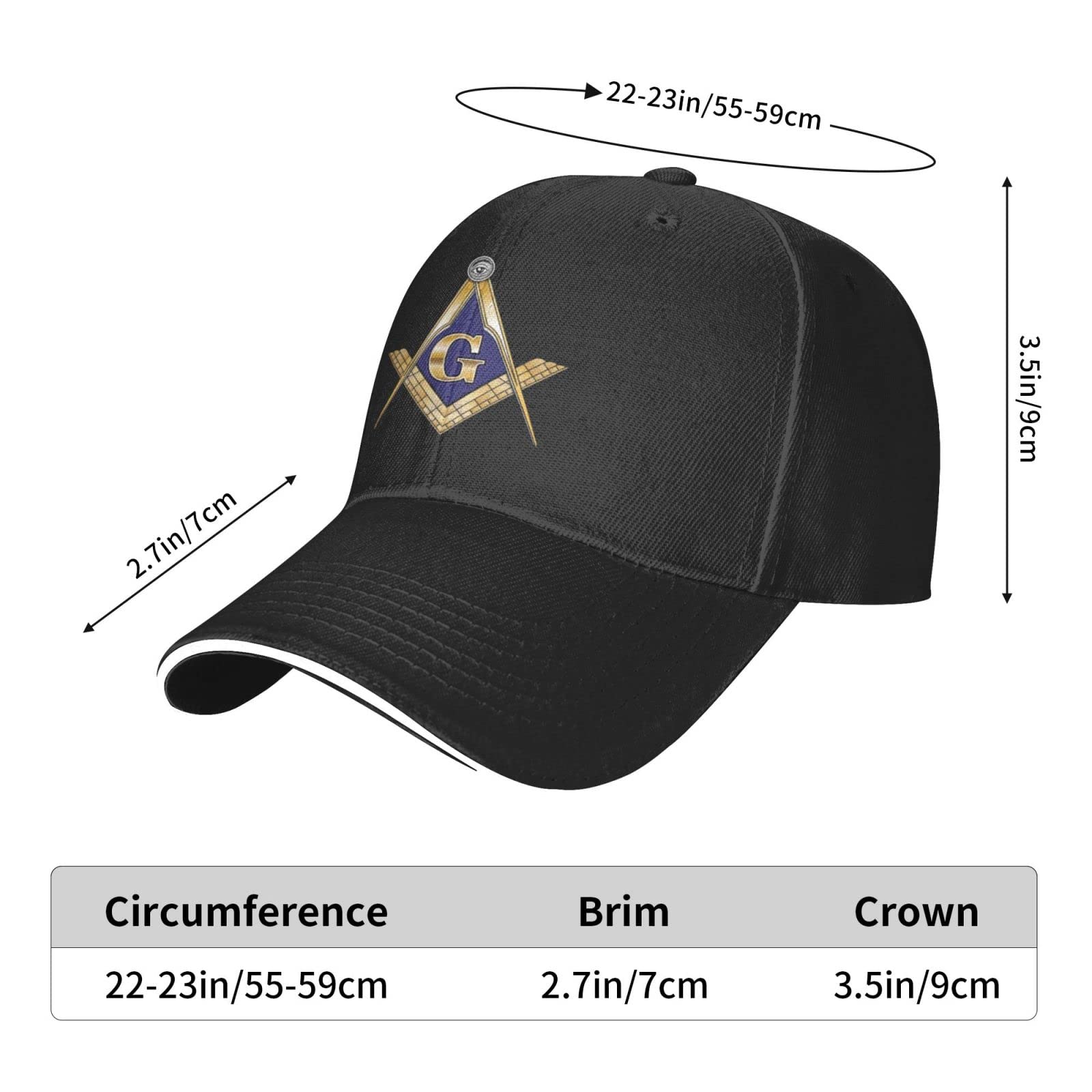ONVOWO Masonic Baseball Hats 3.5 inch height adds structured comfort.