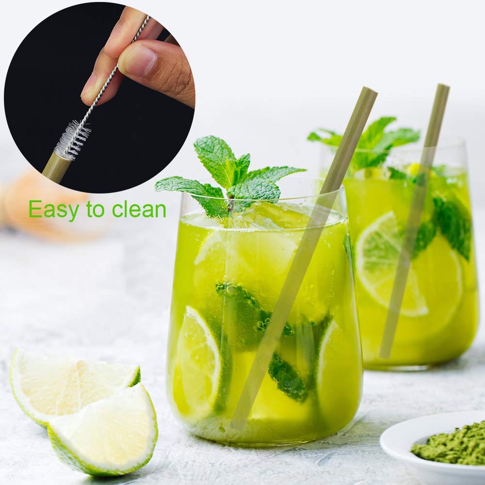 Onwon bamboo straw and cleaning brush for easy post meal cleanup
