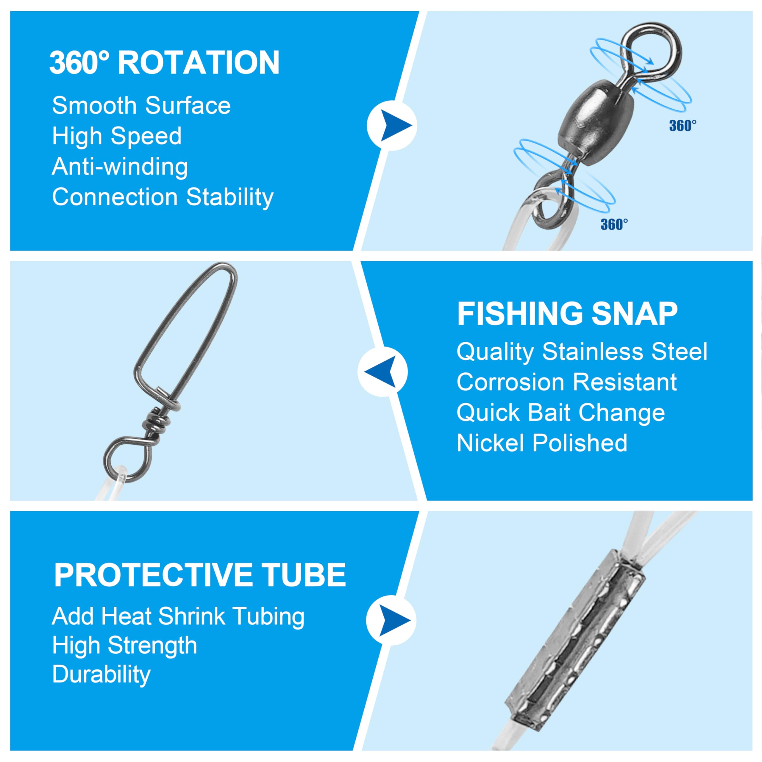 Leaders with stainless steel swivel and snap kit