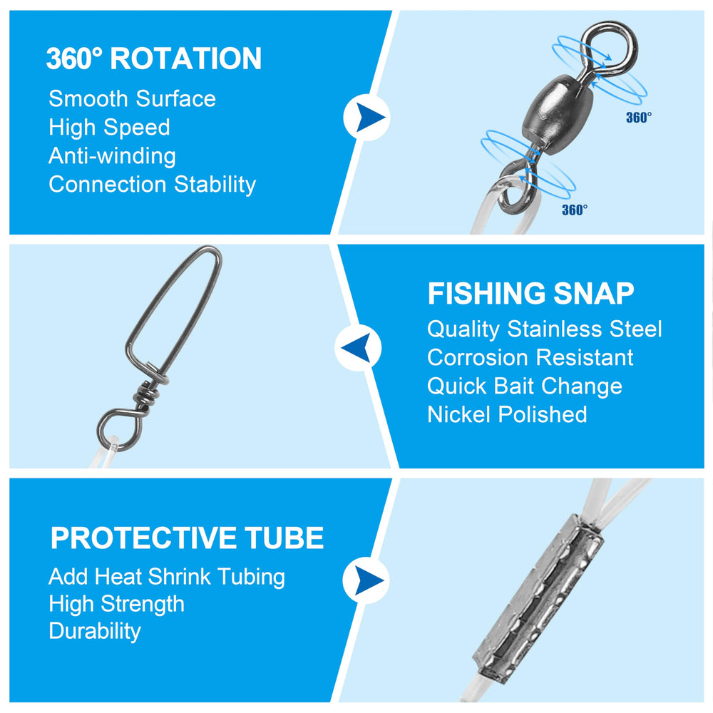 Leaders with stainless steel swivel and snap kit