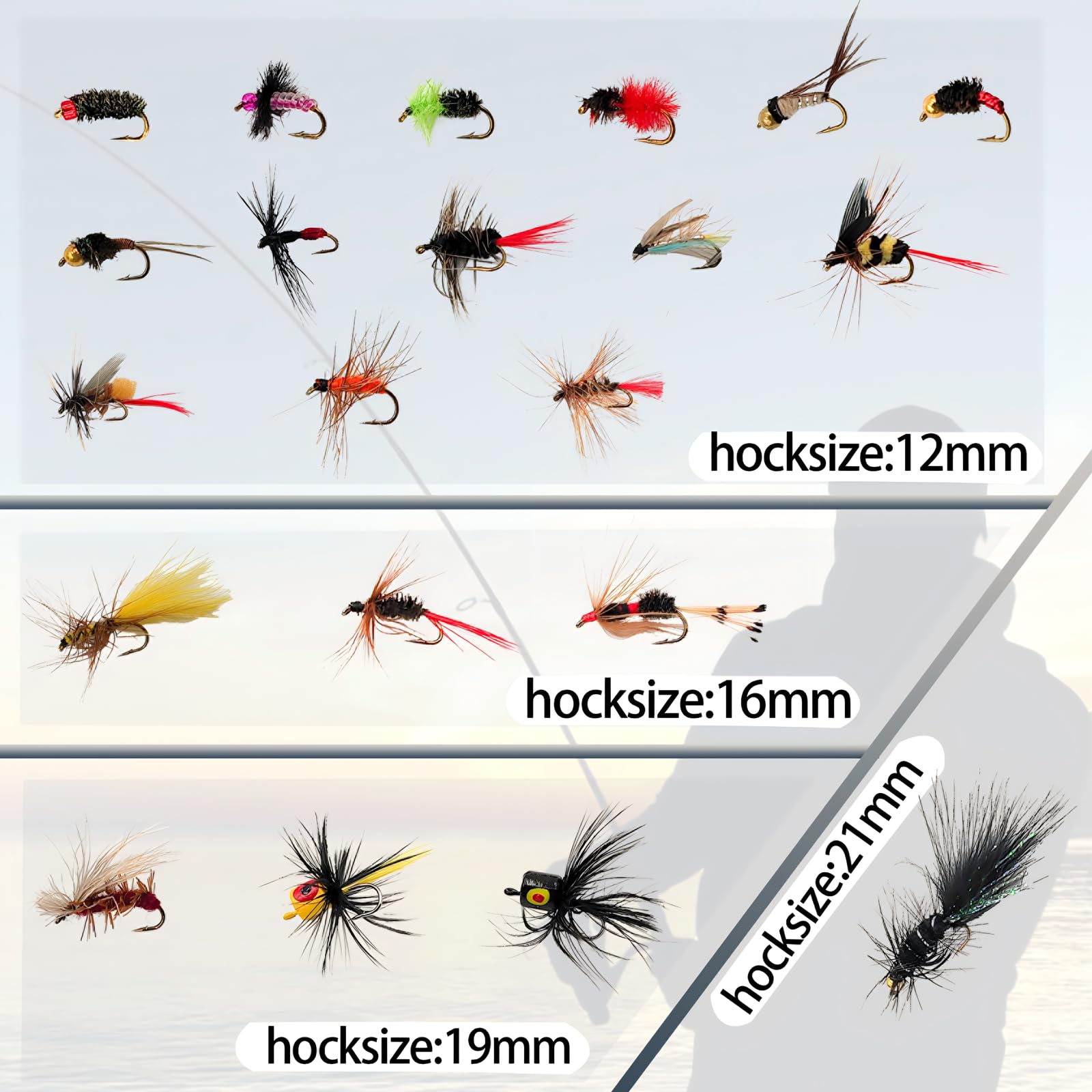 Open waterproof fly box displaying 100 assorted flies