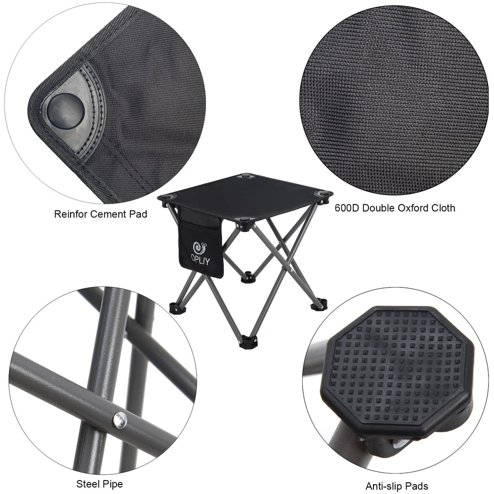 Opliy camping stool 2-pack side-pocket keeps phone or bottle within reach