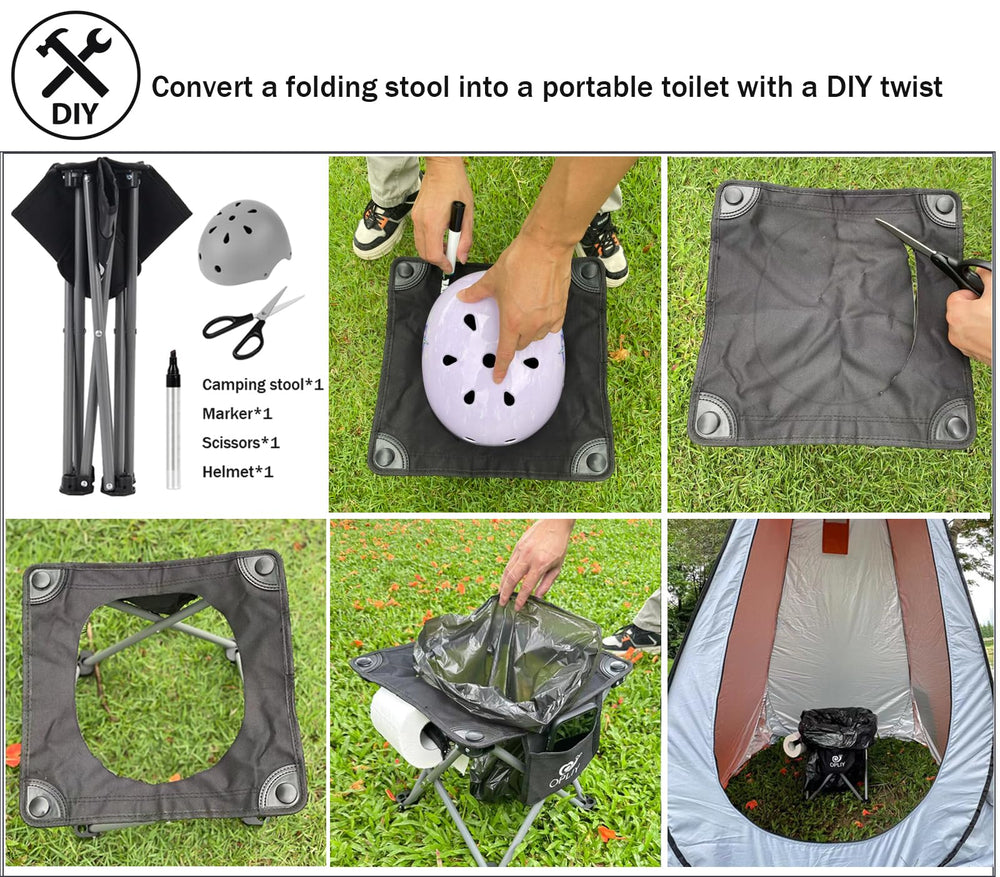 Opliy camping stool blue carry bag enables quick setup and transport.