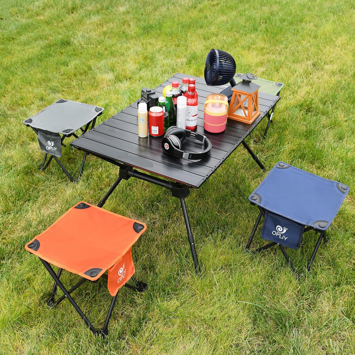 Opliy camping stool blue two-pack adds value for family outings.