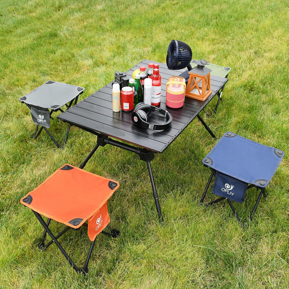 Opliy camping stool blue two-pack adds value for family outings.
