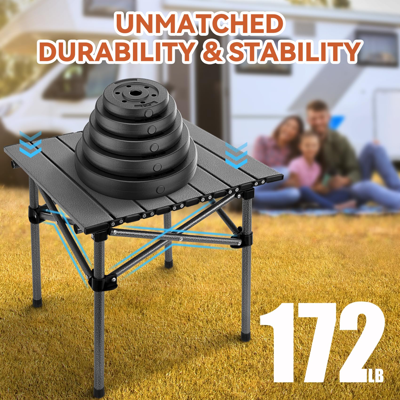 Opliy folding camping table ready for camping setup with carry bag and quick setup