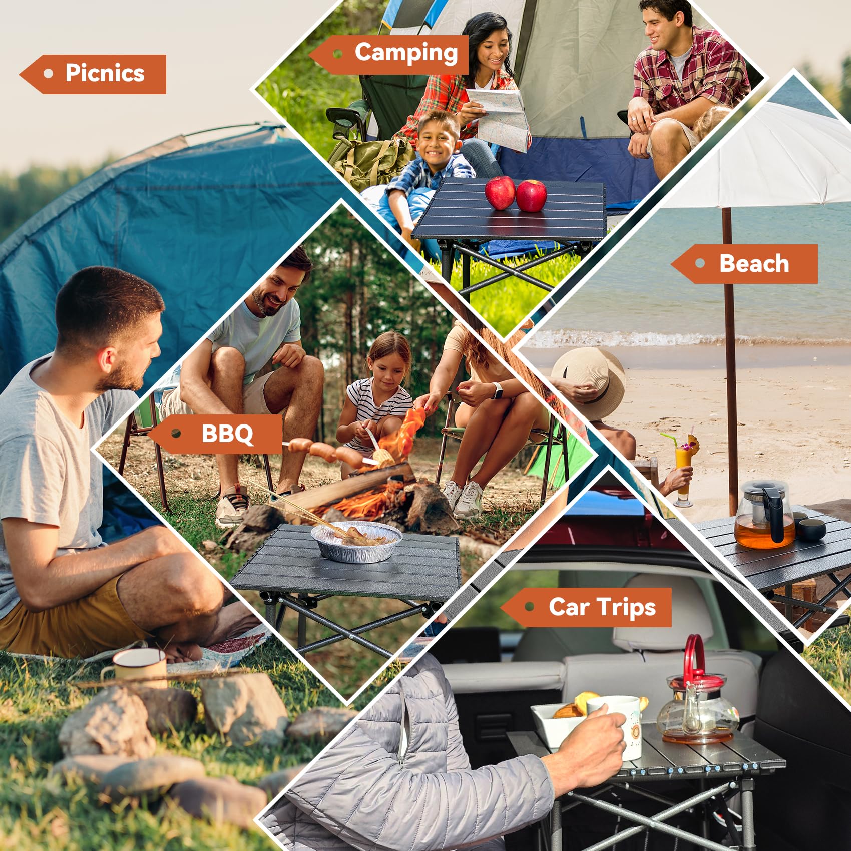 Opliy folding camping table with carry bag highlights easy transport and storage