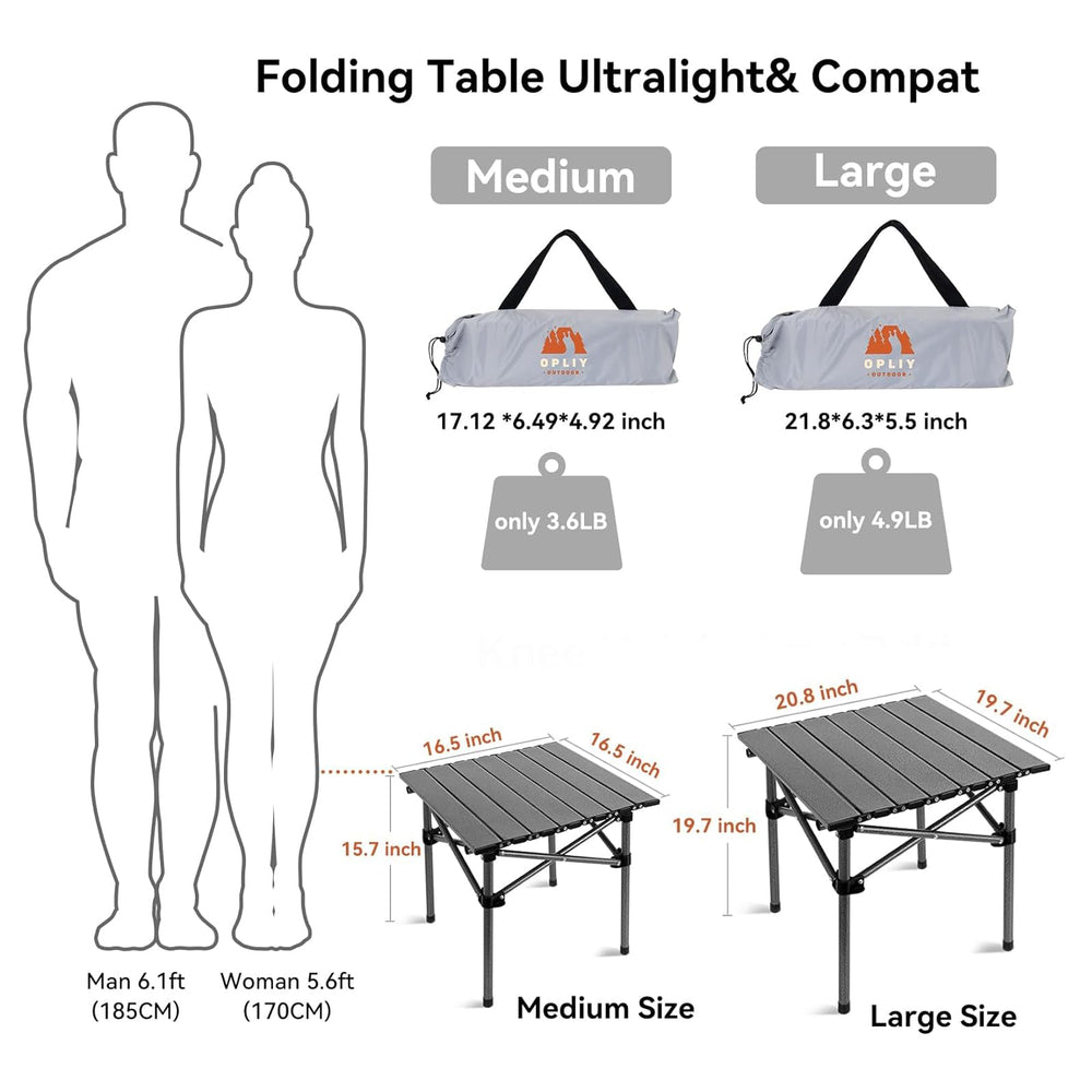 Opliy folding camping table folded compact demonstrates easy carry and space-saving design