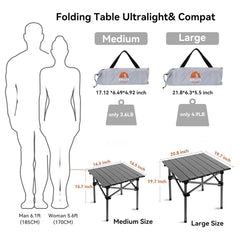 Opliy folding camping table folded compact demonstrates easy carry and space-saving design