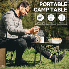 Opliy folding camping table with X-frame legs for stable outdoor dining and gear setup