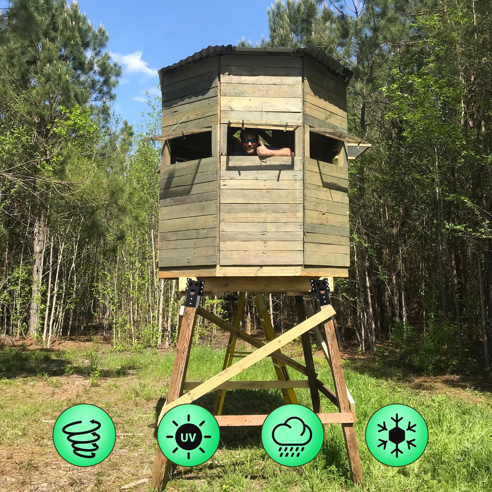 Opmeiro deer stand mounting supports up to 2000lbs for sturdy raises