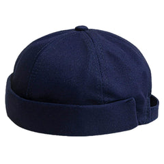 Front view of Opreng adjustable unisex hip-hop docker hat in navy blue