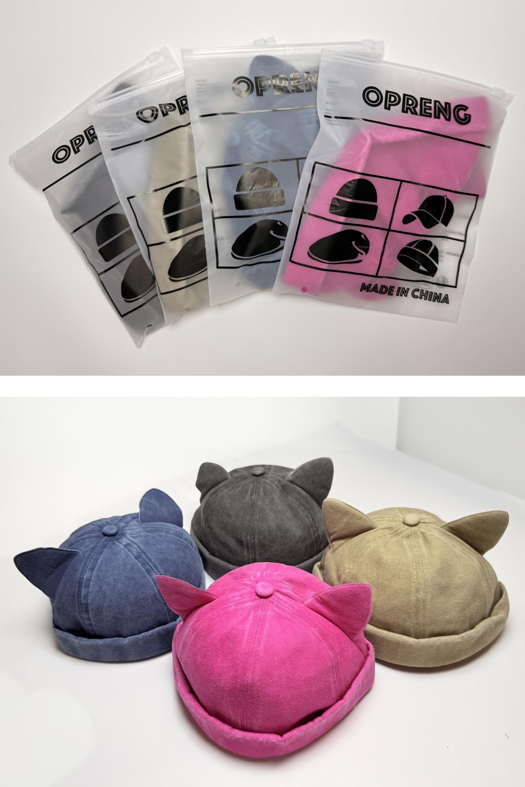 Opreng Kitten Beanie - Foldable Travel Ready, Khaki