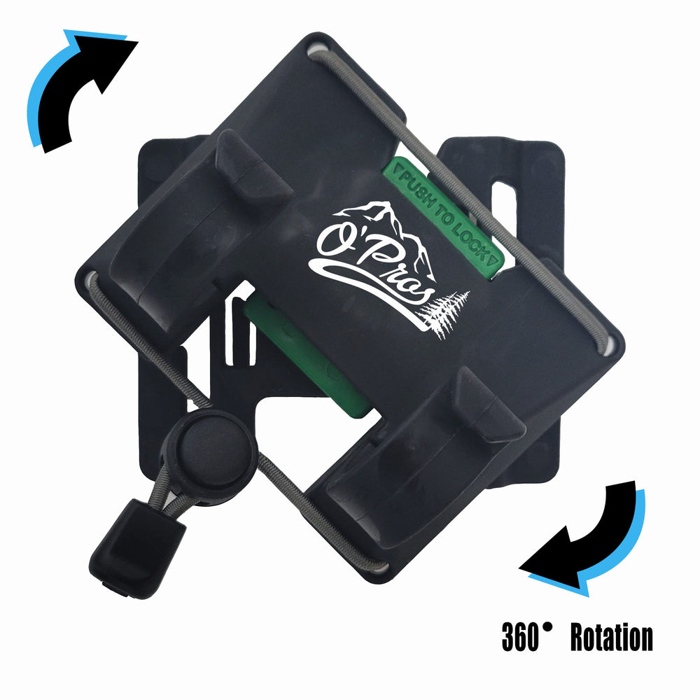 O'Pros 360-degree rotation with easy unlock/lock action.