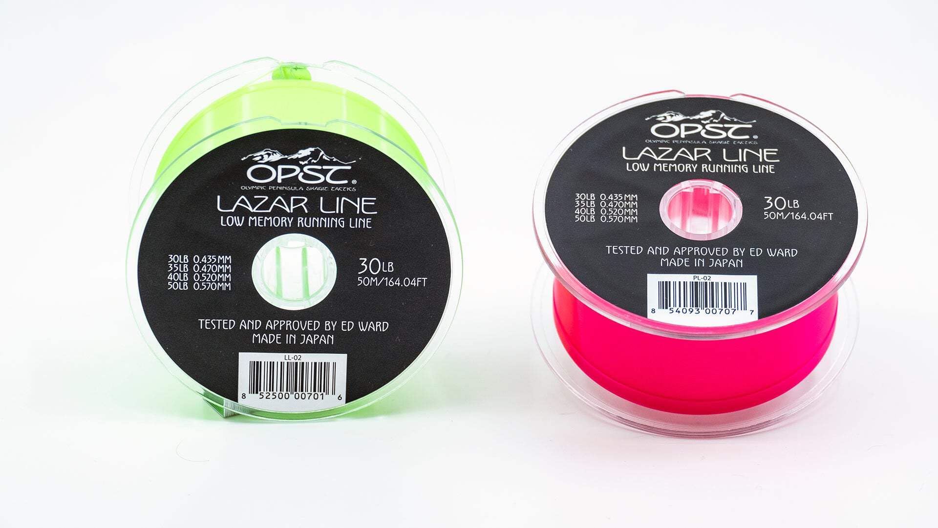 OPST Pure Skagit Lazar Line 40lb pink closeup highlighting the hydrophobic surface