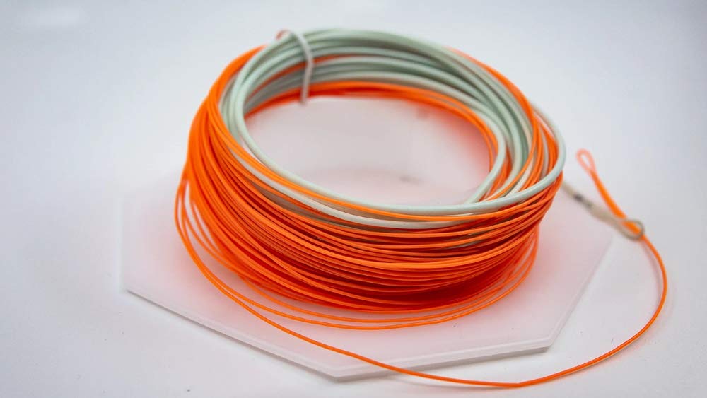 OPST Smooth Integrated running line in orange offers high visibility for controlled casting.