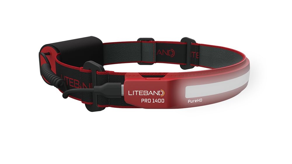 OPTIMAL VENTURES Liteband Pro headlamp mounted on a hard hat for hands-free visibility.