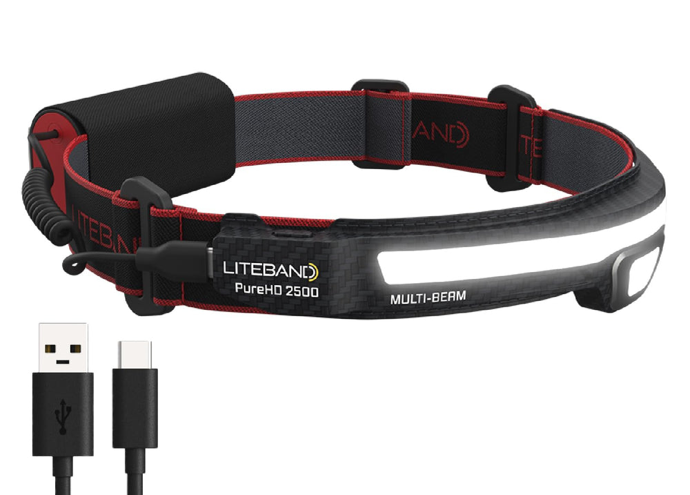 OPTIMAL VENTURES Liteband PRO PureHD 2500 headlamp front view with bright illumination