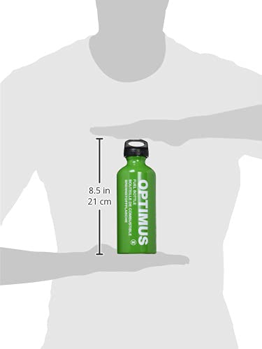 Optimus 11023 fuel bottle shows measurement marks for precise pouring.