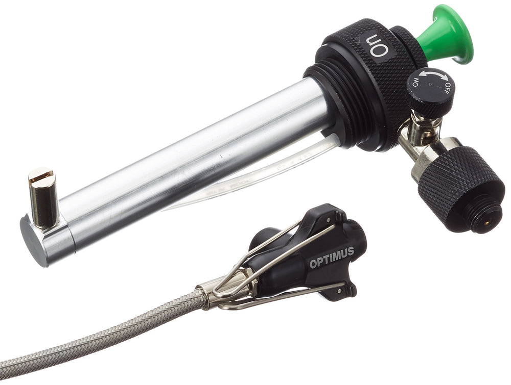 Optimus Polaris Optifuel stove showing Flipstop pump assembly clearing fuel for safety.