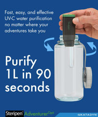 Optimus SteriPen Adventurer Opti UV lamp activation shows quick purification on demand.