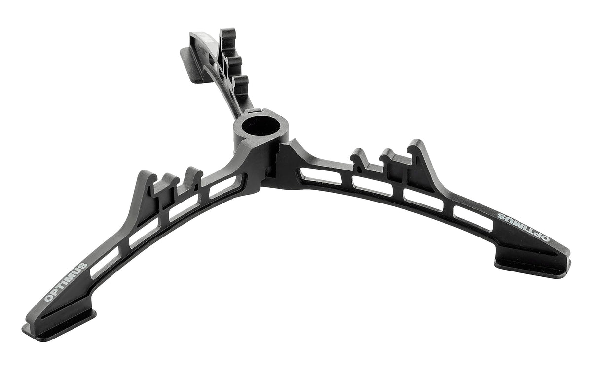 Optimus Stoves Canister Stand folded for portable stability while camping.