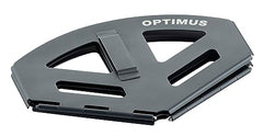 Folded-flat Optimus stove stand stores in Polaris, Nova, or Vega bag for easy transport.