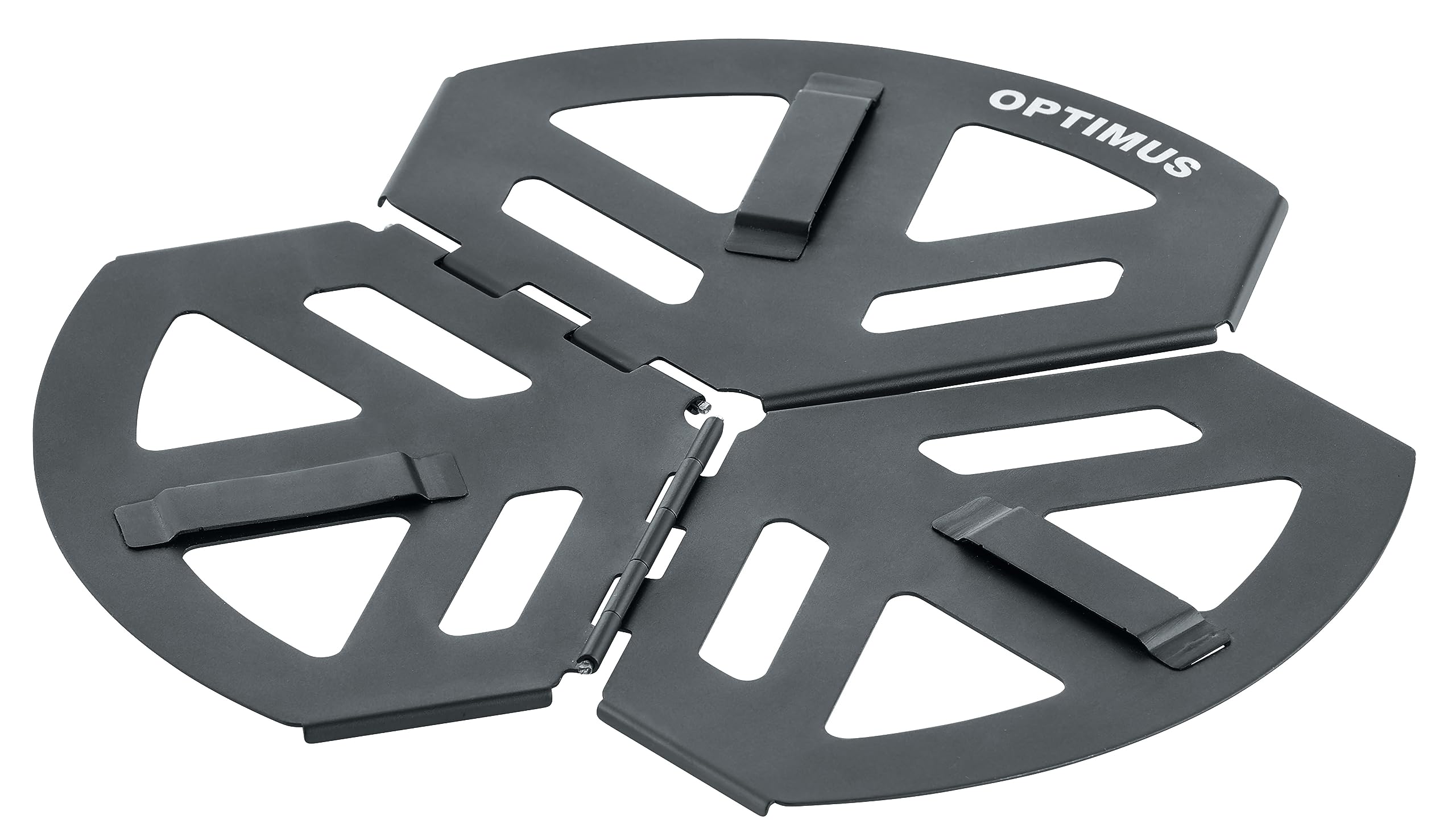 Optimus stove stand on snow stabilizes Polaris and Vega for safer outdoor cooking.