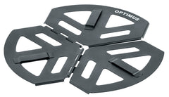 Optimus stove stand on snow stabilizes Polaris and Vega for safer outdoor cooking.