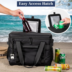 OPUX Cooler Bag with built-in bottle opener for easy beverage access.