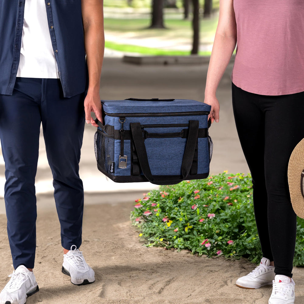 OPUX cooler bag built-in bottle opener for fast beverage access.