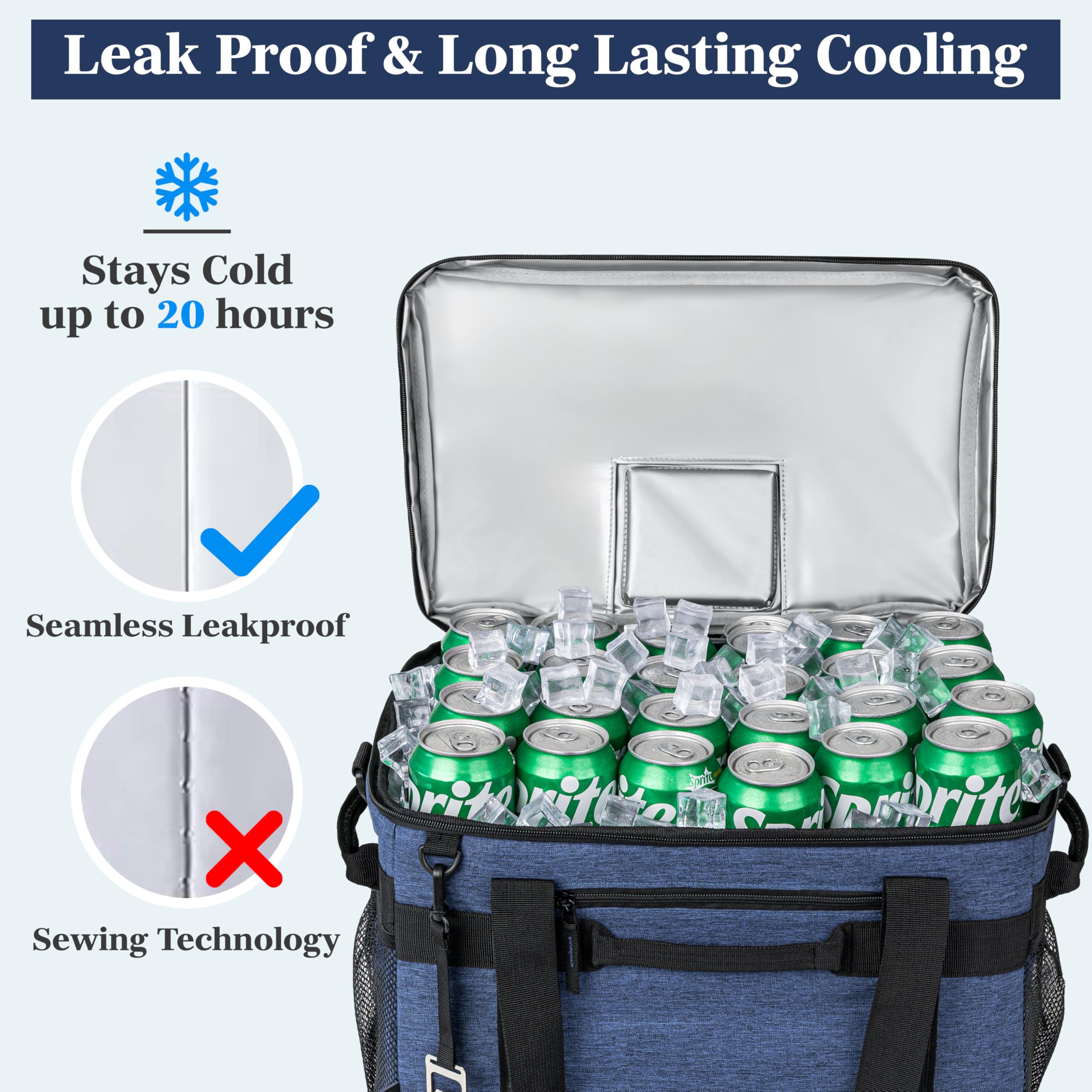 OPUX cooler bag leakproof PEVA liner keeps contents dry.