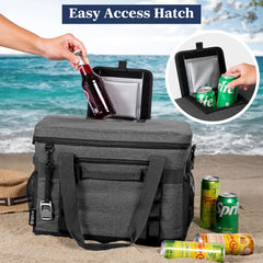 OPUX Cooler Bag top hatch enables quick access to drinks
