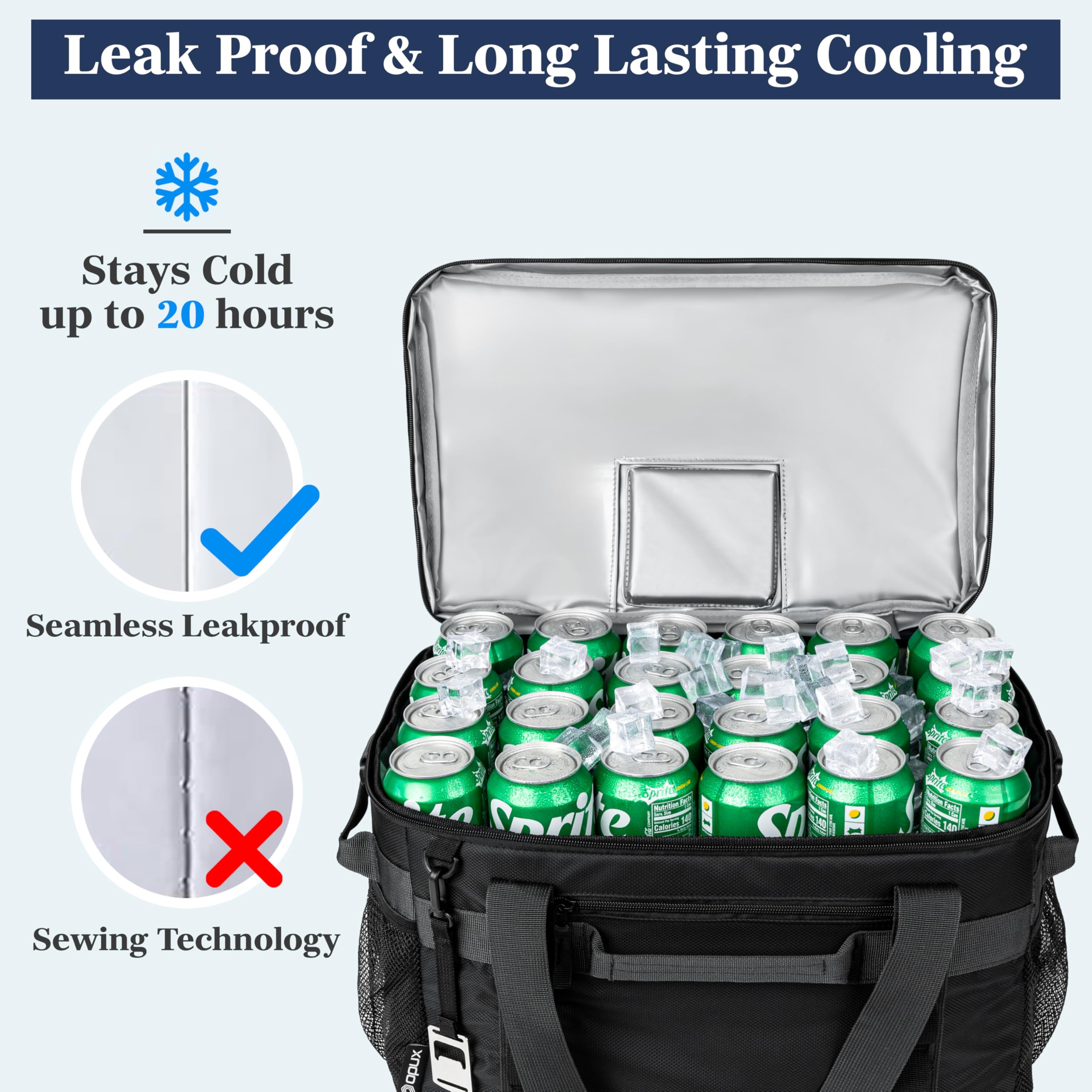 OPUX Cooler includes mesh side pockets for snacks or accessories.