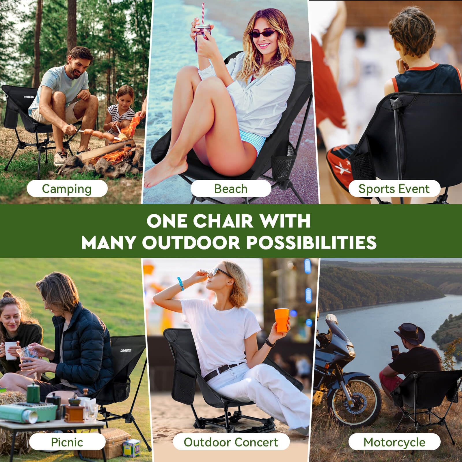 Oragati outdoor chair ready for beaches, camps, and picnics use.