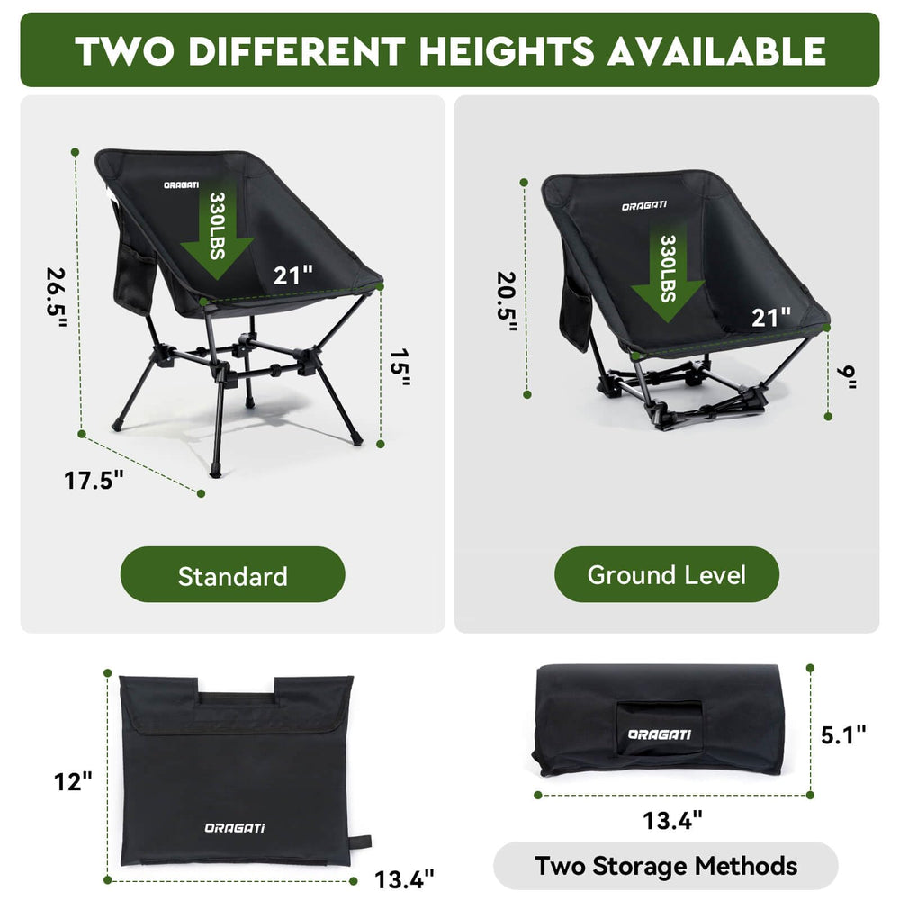 Oragati chair shows portable construction for easy transport on trips.