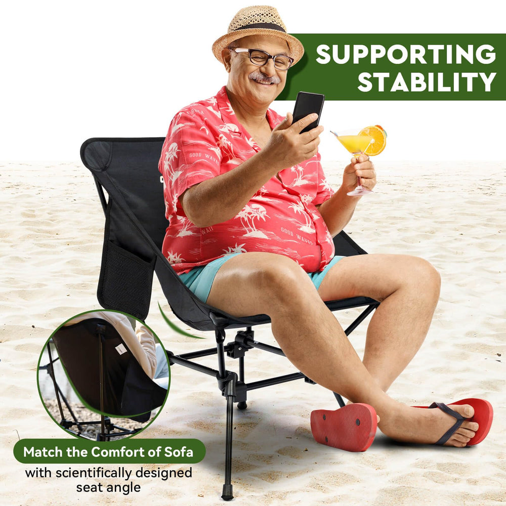 Oragati chair provides two-height adjustment for comfort at any scene.