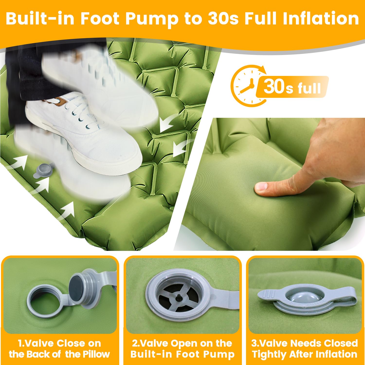 Oramoose sleeping pad 30-second inflation highlight fast setup