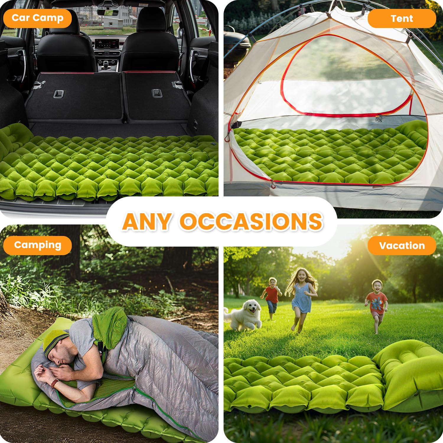 Oramoose sleeping pad expandable-connect feature for larger setups