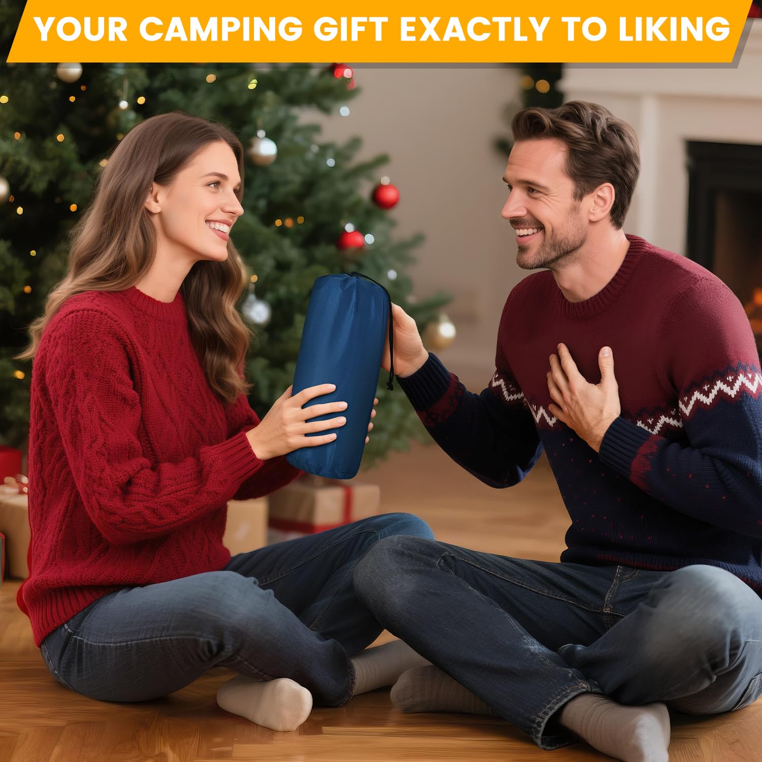 Oramoose camping sleeping pad inflated view shows four-inch comfort and built-in pillow support.