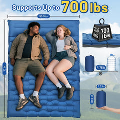 Oramoose double sleeping pad built-in pillows closeup highlights neck support during rest