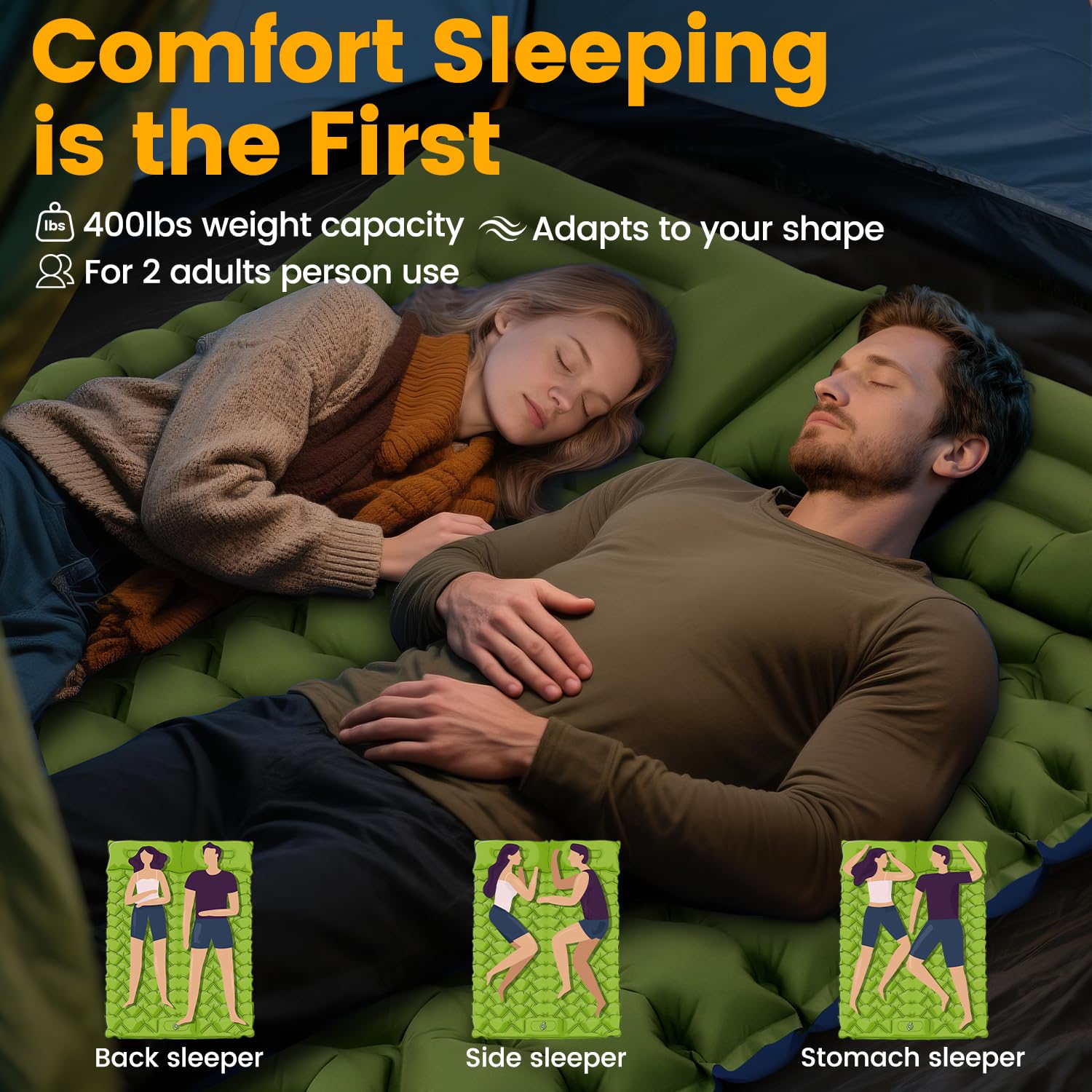 Oramoose double sleeping pad foot-pump inflation enables quick setup