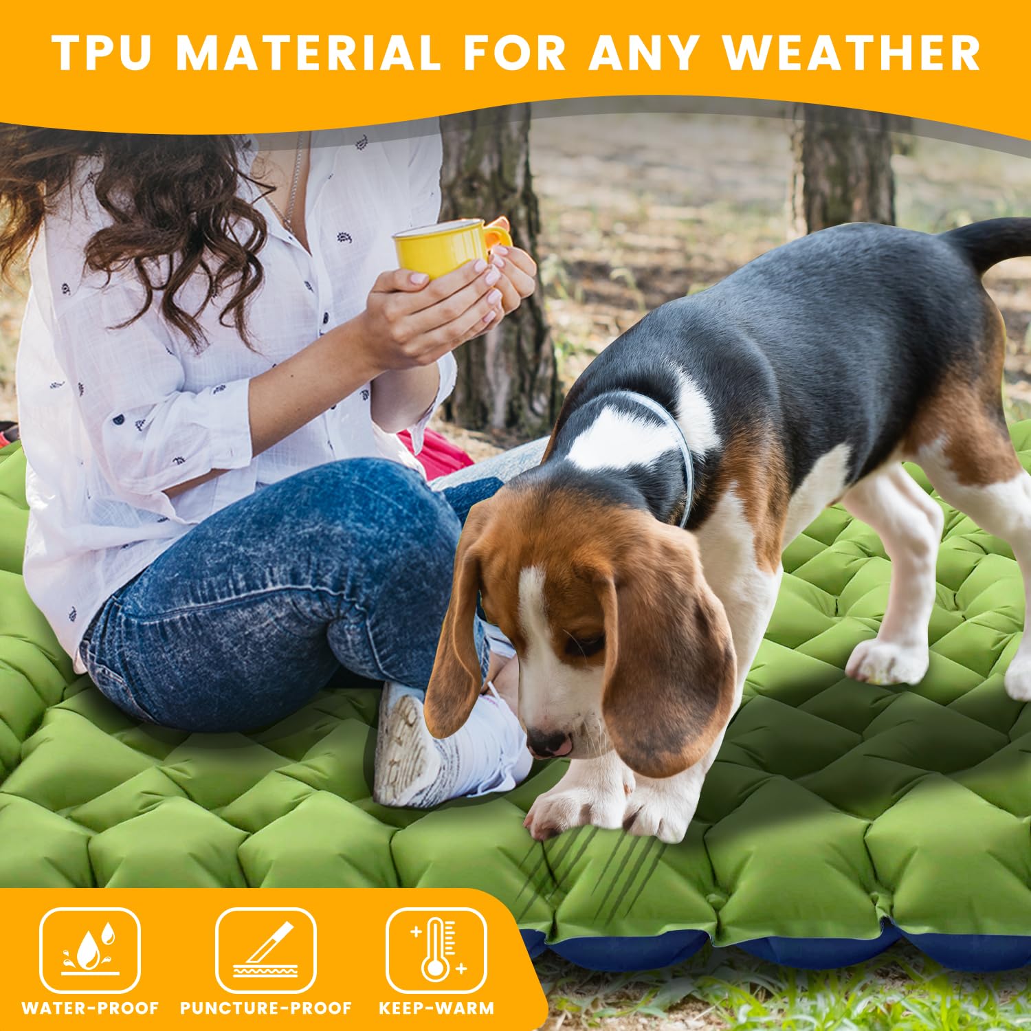 Oramoose double sleeping pad supports two for camping or backyard naps