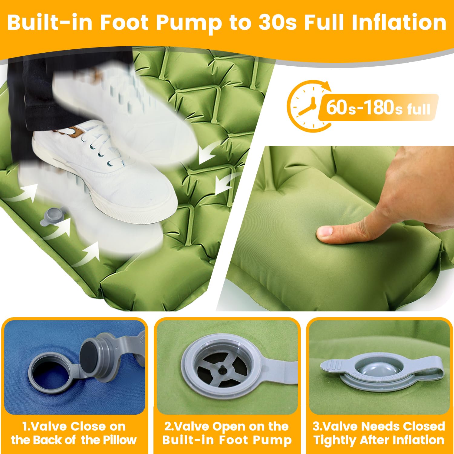 Oramoose foot-pump in action demonstrates quick setup and back-friendly inflation.