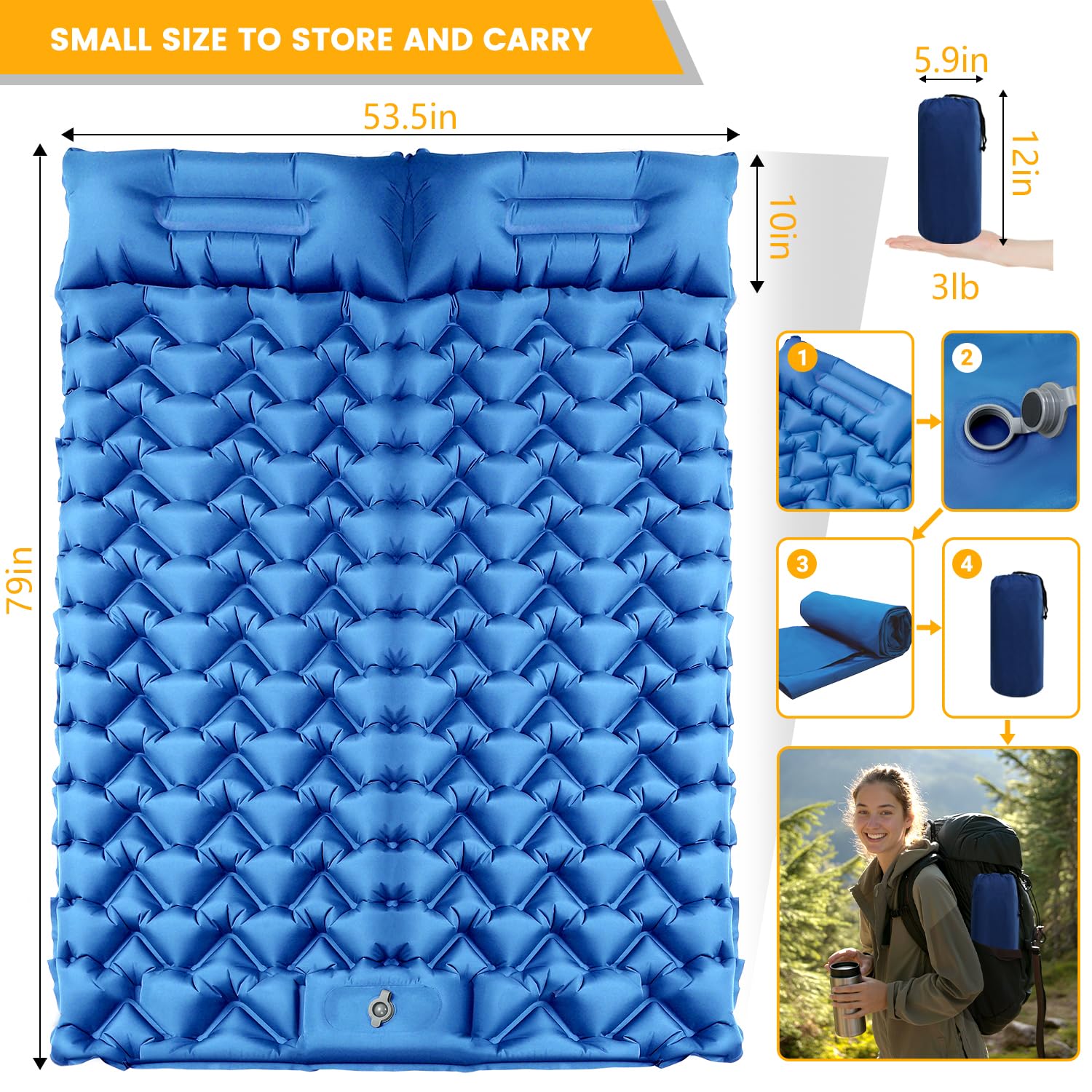 Oramoose sleeping pad built-in-foot-pump demonstrates quick inflation for a fast campsite setup