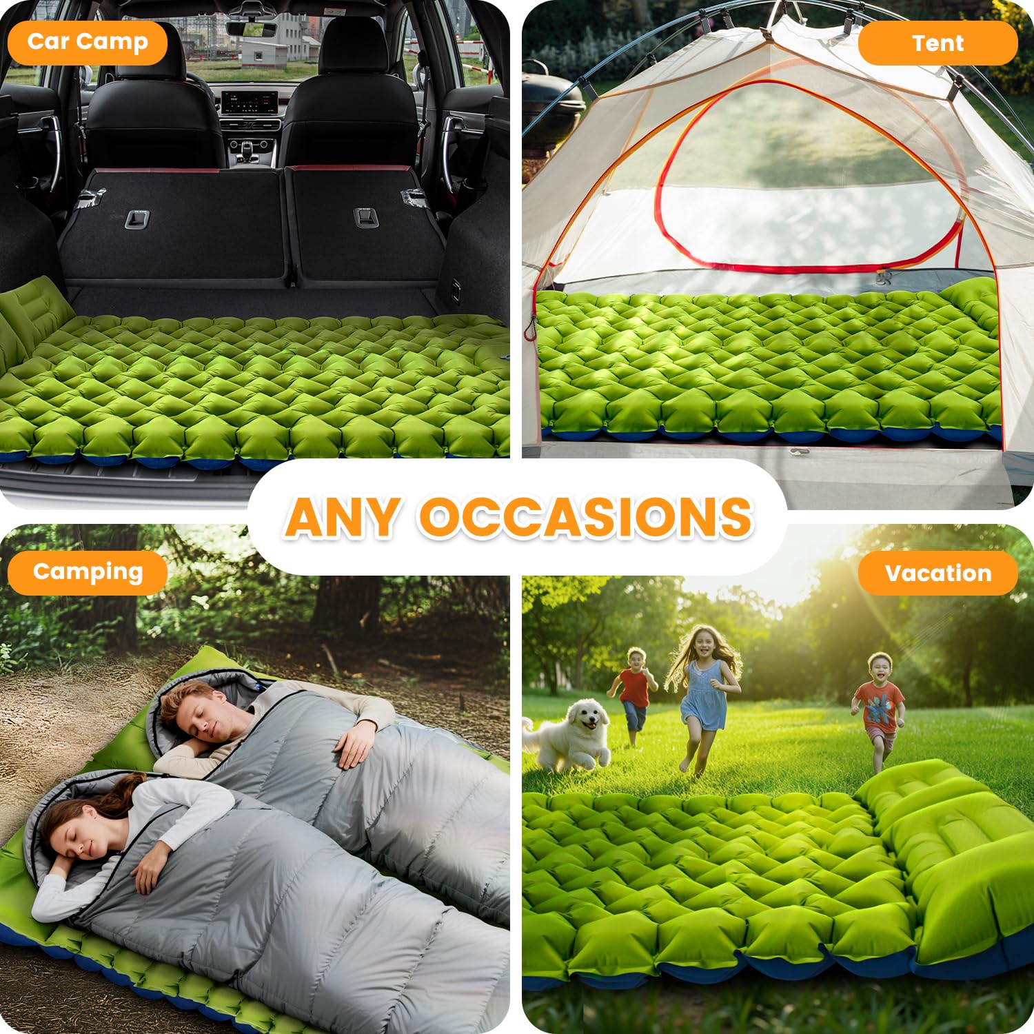 Oramoose double sleeping pad non-slip surface stays in place