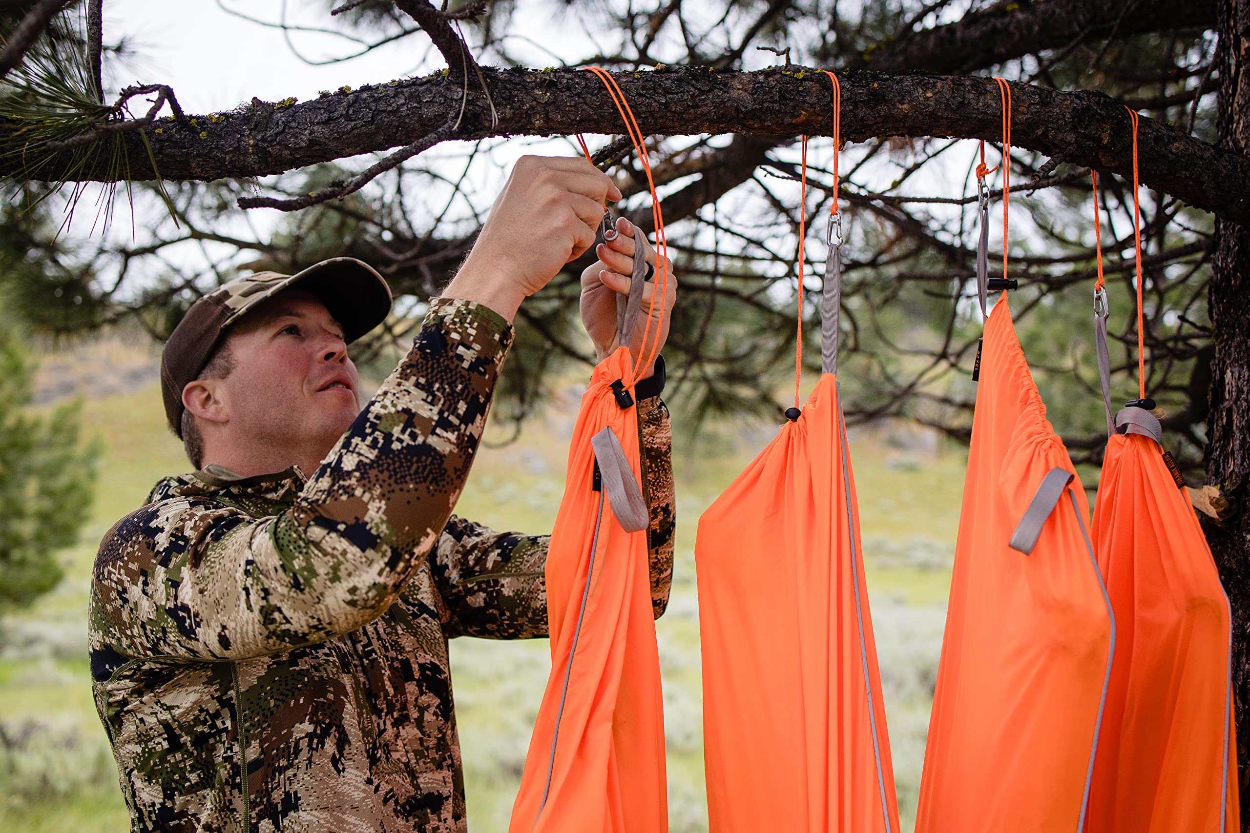 Orange Aglow Blaze hooks and handles for simple carrying and hanging.