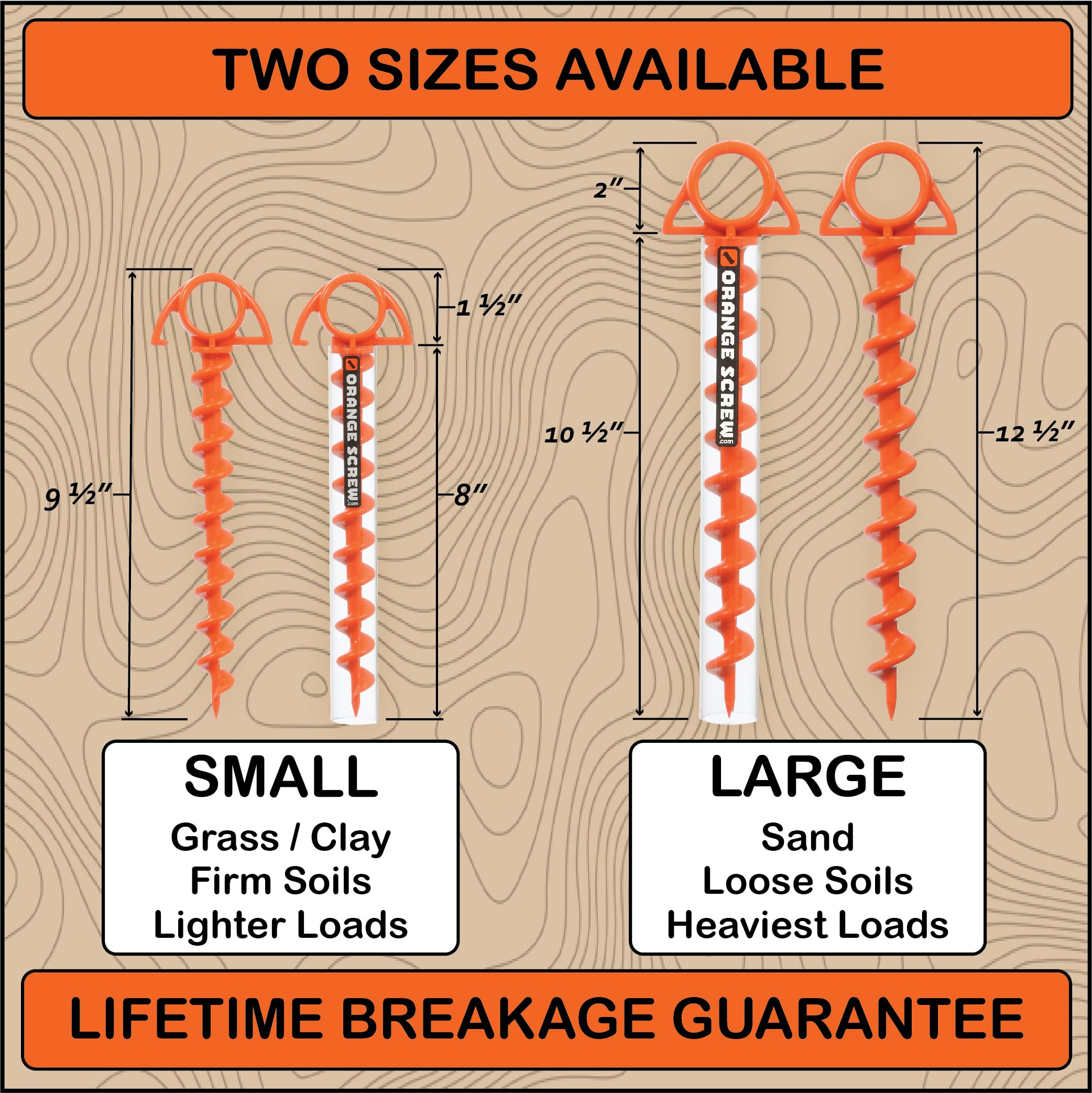 Orange Screw canopy stake setup provides stable shade structure quickly.