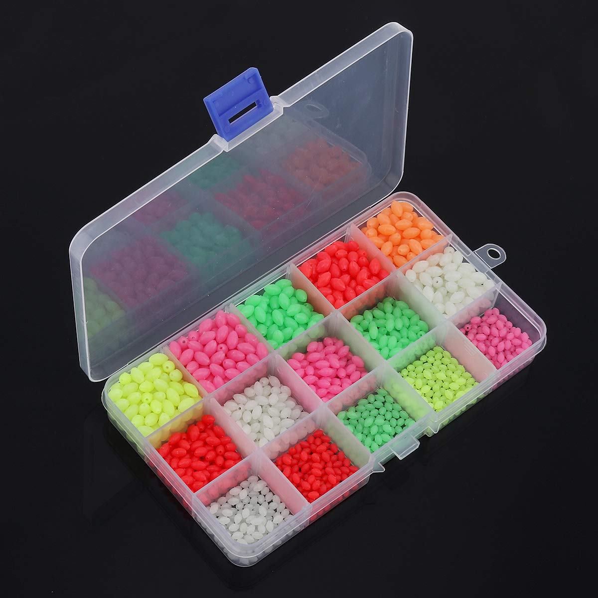 OriGlam 1500pcs fishing beads box showing color assortment