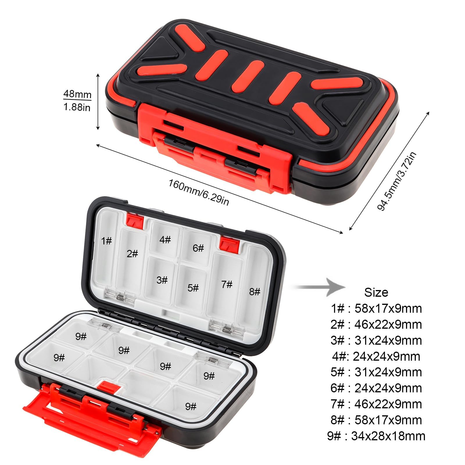 Open view showing 2-layer design and 16 compartments